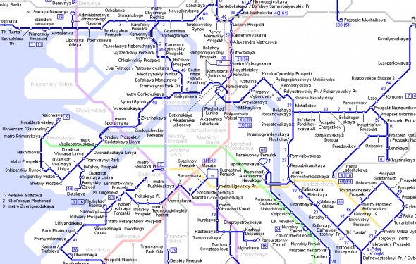 Схема трамвайных маршрутов
